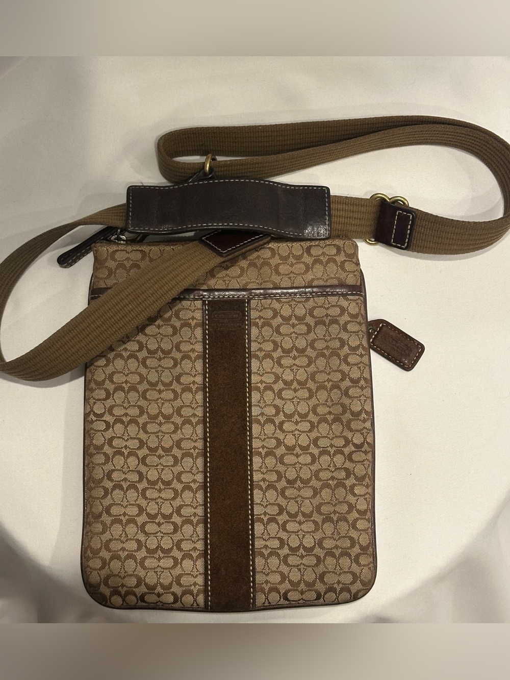Vintage Coach C Canvas Crossbody Bag Brown Monogram Shoulder Purse